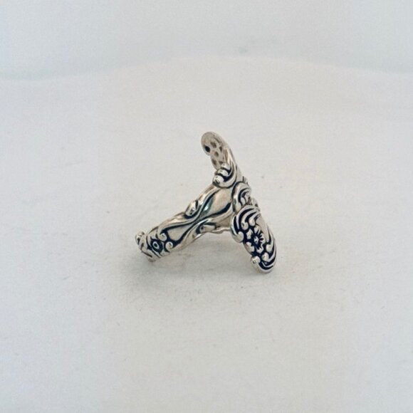 Vintage Beau Sterling Spoon Ring 925 Silver Floral Wrap Band Size 7 Estate - Picture 3 of 11